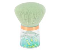 BRRNOO Nail Dust Brush Portable Powder Remover Makeup Blush Brush with Glitter Handle for Salon Home Use Crafted with Gentle Fibers for Delicate Nail and Facial Powder Application (Green Bulb Shape)