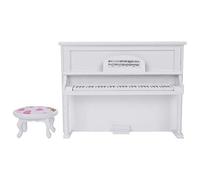 Brrnoo Piano, Miniature Toys Upright Piano Model 1:12 Doll House Accessories Dollhouse Miniatures Toy with Stool Simulation Furniture (White)
