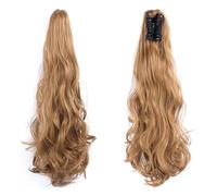 BRRNOO Ponytail Extension Human Hair, Ponytail Long Extension with Claw Clamp/Holder Curly Synthetic Ponytails Hairpieces for Women Fake Ponytails Daily Party Use (SH88 27)