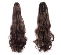 BRRNOO Ponytail Extension Human Hair, Ponytail Long Extension with Claw Clamp/Holder Curly Synthetic Ponytails Hairpieces for Women Fake Ponytails Daily Party Use (SH88 4)