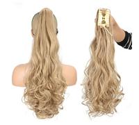 BRRNOO Ponytail Extension Human Hair, Ponytail Long Extension with Claw Clamp/Holder Curly Synthetic Ponytails Hairpieces for Women Fake Ponytails Daily Party Use (SH88 16)