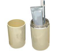 Brrnoo Portable Toothbrush and Toothpaste Case Travel Toothbrush Holder with Detachable Dual Cup Drainage Hole Compact Design for Travel Camping Business Toiletries Storage (Cream Color)