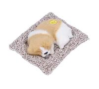 Brrnoo Pug Stuffed Animal, Interactive Plush Toy Snuggle Puppy Fake Dog Electronic Pets Dog Adorable Sleeping Puppy Children Toys Decorations Gifts for Boys Girls (Earthy White Block Sleeping)
