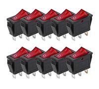 Brrnoo Red Rock Lights, Illuminated Light Switch ON Off Boat Rocker Switch 10PCs 2 Position Boat Rocker Toggle Snap Lighted for Car Auto Household Appliances