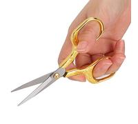 Brrnoo Sewing Scissors, Fabric Scissors Crochet Scissors Universal Retro Scissor Vintage Sewing Scissors for Embroidery Craft Needle Work Art Work (Gold)