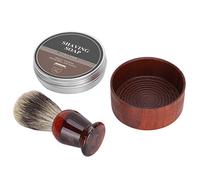 BRRNOO Shaving Brush Set, Wooden Bowl Soap, Beard Care Mostache Tool, Men Hair Shaving Brush Bowl Kit, Wood Shave Care Set, Oak Solid Soap Beard Care