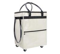 Brrnoo Shopping Rolling Bag with Wheels Foldable Trolley Cart Reusable Polyester Grocery Bag with Handle for Camping Traveling Gym (White)