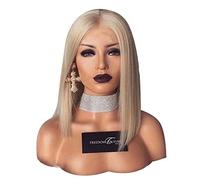 Brrnoo Short Blonde Wig for Women Looking Bob Haircut Adjustable Comfortable Cap with Breathable Inner Lining for Party Daily Use
