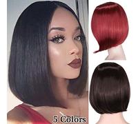 BRRNOO Short Human Hair Wigs, Bob Human Hair Wig, and, Adjustable Elasticity and High Temperature Resistant, Suitable for Makeup, Cosplay, Performance (Assorted Color)