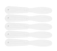 BRRNOO Silicone Jar Spatula, Long Handle Ergonomic Mixing Stirring Tool Set 5Pcs Wear Resistant Soft Grip for Sculpting Wax Plaster White