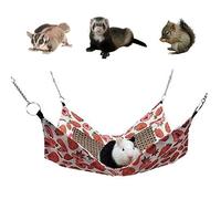 Brrnoo Small Animal Hammock, Cooling Mat with Cute Cartoon Prints, Summer Cooling for Hamster Guinea Pig Rabbit Chinchilla, Made of Nature Rattan and Cozy Cotton Fabric, Indoor and (Type 1)