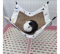 Brrnoo Small Animal Hammock, Cooling Mat with Cute Cartoon Prints, Summer Cooling for Hamster Guinea Pig Rabbit Chinchilla, Made of Nature Rattan and Cozy Cotton Fabric, Indoor and (Dinosaur)
