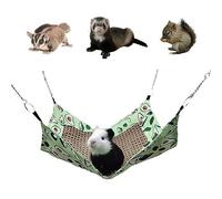 Brrnoo Small Animal Hammock, Cooling Mat with Cute Cartoon Prints, Summer Cooling for Hamster Guinea Pig Rabbit Chinchilla, Made of Nature Rattan and Cozy Cotton Fabric, Indoor and (Avocado)