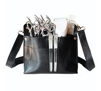 BRRNOO Stylist Bag, Cosmetology Bag with Large Capacity Vintage Design with Adjustable Strap Scissors 7 Scissor Slots for Hairdressing Pet Groomer Scissors (Black)
