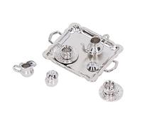 Brrnoo Tea Set, Complete Tea Tray and Accessories 1/12 Scaled Simulation Lifelike Miniature Kit for Dollhouse Decoration and Play