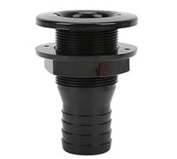 Brrnoo Thru Hull Fitting, ABS Hose Connector Accessory 1-1/2in Thru Hull Fitting Straight Hose Connection for Boats Marines (Black)