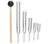 Brrnoo Tuning Fork Set, 5PCS 128HZ+256HZ+512HZ+1024HZ+2048HZ Medical Tuning Fork Hearing Test Aluminum Alloy Tuning Energy Fork With Hammer Tap