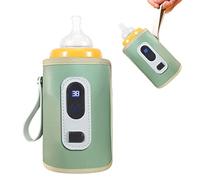 Brrnoo USB Milk Bottle Warmer, Portable, LCD Screen, Temperature Adjustable, Precise Heating, Travel, Plane, Car (Green)