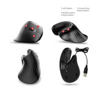 Brrnoo Vertical Mouse, Wireless Mouse Ergonomic Mouse Carpal Tunnel Mouse With Clicking Experience T27 Wired Version Ergonomic Design for Laptop Desktop PC (Wired)