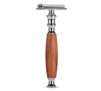 Brrnoo Vintage Dual Blade Safety with Half Embedded Rotatable Handle for Close Shaving Wooden Handle Anti Rust Classic Design (Peach Wood)