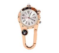 Brrnoo Watch with Compass Clip On Pocket Luminous Dial Water Proof Shockproof for Hiking Camping Outdoor Adventure (Rose Gold)