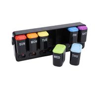 Brrnoo Weekly Tablet Organizer 7 Day Case Planner Box with Sliding Lids Status Indicators Travel Friendly Large Compartments for Vitamins Supplements Fish Oil Capsules (Black)