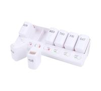 Brrnoo Weekly Tablet Organizer 7 Day Case Planner Box with Sliding Lids Status Indicators Travel Friendly Large Compartments for Vitamins Supplements Fish Oil Capsules (White)