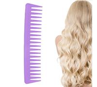 BRRNOO Wide Tooth Comb for Curly Hair Detangling Comb for Wet Dry Hair with Ergonomic Design U Shape Card Slot Non-Slip Grip Travel Friendly (Purple)