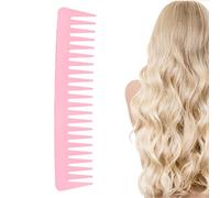 BRRNOO Wide Tooth Comb for Curly Hair Detangling Comb for Wet Dry Hair with Ergonomic Design U Shape Card Slot Non-Slip Grip Travel Friendly (Pink)