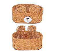 BRRNOO Woven Rattan Tissue Box Holder with Cute Bear Design Stylish and