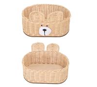 BRRNOO Woven Rattan Tissue Box Holder with Cute Bear Design Stylish and