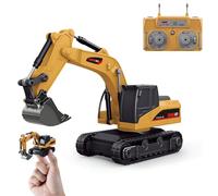 BRRRRT 1/64 Remote Control Excavator,Remote Control Construction Vehicles with Metal Shovel,Type-C Direct Charging RC Excavator,Birthday Gifts for Boys and girls Age 3+