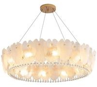 BRRSKBK 20" Clear Glass Drum Chandelier 6 Light Gold Large Bedroom Ceiling Light Fixture Frosted Glass Leaf Nordic Modern Hanging Pendant Light For Dining Room Living Room Kitchen Foyer Entryway