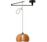 BRRSKBK Swing Arm Pendant Light Ceiling Wood Mid Century Modern Pendant Lighting Fixture Adjustable Arm Hanging Lamp Black Rustic Farmhouse Chandelier For Dining Room Over Table Kitchen Island