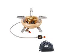 BRS Stove Portable Multi-Fuel Camping Stove 16000w Ultralight Foldable Piezo Ignition Gas Burner Camping Cassette High-Flame Stove for Outdoor Cooking Backpacking Hiking (Khaki)
