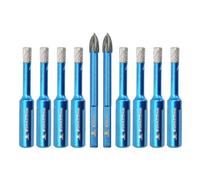 BRSCHNITT 10pcs 1/4 Inch Masonry Drill Bits Set with Triangle Shank for Porcelain Tile Ceramic Stone Granite Marble, Dry Drilling Diamond Core Drill Bit Kit