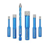 BRSCHNITT 6pcs Diamond Drill Bit Set - Triangle Shank, 1/4"+5/16"+3/8"+1/2", Head Eccentric Drill Bit for Porcelain Ceramic Tiles Glass Plastic Granite