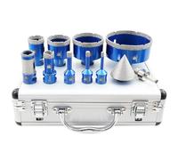 BRSCHNITT Diamond Core Drill Bit Set - 8 Pc. Kit w/10mm, 20mm Finger & 50mm Chamfer bits & M14 Adapter - Ideal for Porcelain, Ceramic, Marble, Granite Drilling