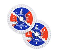 BRSCHNITT Diamond Disc for Concrete Masonry,2pcs 75mm with Arbor 10mm Dry/Wet Continuous Rim Diamond Cutting Disc for Granite Marble Stone Hard Concrete Reinforced Concrete