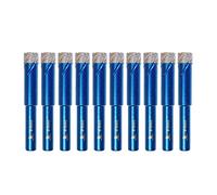 BRSCHNITT Diamond Drill Bit Set - 10pcs 10mm Hole Saw Core With Round Shank for Porcelain Tile, Ceramic, Stone, Granite, Marble - Hex Shank Dry Drilling Core Bit Kit