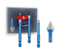 BRSCHNITT Diamond Drill Bit Set 3pcs 6mm Tile Hole Saw and 4/5" Diamond Chamfer Bit for Porcelain Tile Ceramic Stone Granite Marble,Hex Shank