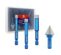 BRSCHNITT Diamond Drill Bit Set 6/8/10mmTile Hole Saw and 4/5" Diamond Chamfer Bit for Porcelain Tile Ceramic Stone Granite Marble,Hex Shank