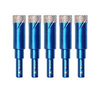 BRSCHNITT Dry Diamond Drill Bit Set - 5pcs 14mm Hole Saw Core With Round Shank for Porcelain Tile Ceramic Stone Granite Marble - Hex Shank Drilling Kit