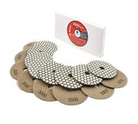 BRSCHNITT Dry Diamond Polishing Pads Set 4 Inch Grit 3000 - Dry Polish Pad Kit 8pcs for Granite Marble Concrete Quartz Marble Floor Polishing