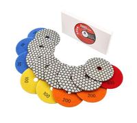 BRSCHNITT Dry Diamond Polishing Pads Set 4 Inch Grit 50x3/100x2/200x2/400 - Dry Polish Pad Kit 8pcs for Granite Marble Concrete Quartz Marble Floor Polishing