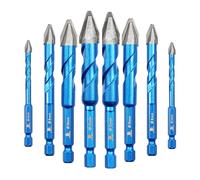 BRSCHNITT Head Eccentric Drill Bit 3/16"*2,1/4"*2,5/16"*2,3/8"*2,1/2"*2- Carbide Tipped Drill bit Masonry Drill Bit Sets for Porcelain Ceramic Tiles Glass Hard Plastic Cement/Granite etc