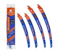 BRSCHNITT Japanese Teeth Reciprocating Saw Blades 380mm*2+300mm*2- Curved Edge Wood Pruning Saw Blades 6TPI for Tree Trimming,Wood Cutting,Cr-V Sabre Sawzall Blades