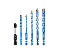 BRSCHNITT Serrated Carbide Masonry Drill Bit Set 5/6/8/10/12MM & Phillips Bits - Wood Drill Bits for Wood/Plastic/Masonry/Ceramic Tile Hex Shank Drills
