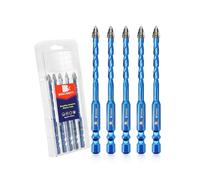 BRSCHNITT Serrated Carbide Masonry Drill Bit Set 6MM*5 - Wood Drill Bits for Wood/Plastic/Masonry/Ceramic Tile Hex Shank Drills