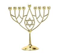 BRTAGG Hanukkah Menorah Upgrade Cups with Built-in Pins, Star of David Candle Holders 9 Branches, Fits All Candles up to 15mm in Diameter, Jewish Gifts (Gold)
